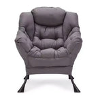 JOMEED Modern Fabric Lazy Lounge Foldable Lightweight Single Steel Frame Accent Chair with Armrests and Side Pocket for Home or Office, Grey