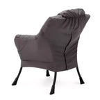JOMEED Modern Fabric Lazy Lounge Foldable Lightweight Single Steel Frame Accent Chair with Armrests and Side Pocket for Home or Office, Grey