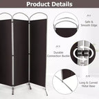 Costway 4 Panels Folding Room Divider 6 Ft Tall Fabric Privacy Screen Black/Brown/Grey/White
