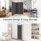 Costway 4 Panels Folding Room Divider 6 Ft Tall Fabric Privacy Screen Black/Brown/Grey/White