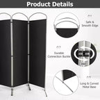 Costway 4 Panels Folding Room Divider 6 Ft Tall Fabric Privacy Screen Black/Brown/Grey/White