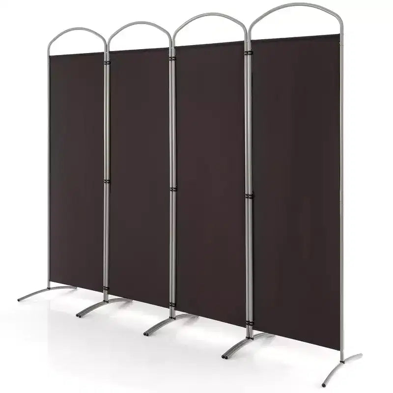 4 Panels Folding Room Divider 6 Ft Tall Fabric Privacy Screen — Black/Brown/Grey/White