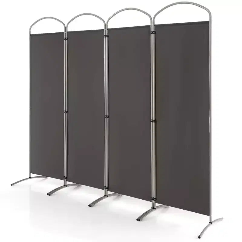 4 Panels Folding Room Divider 6 Ft Tall Fabric Privacy Screen — Black/Brown/Grey/White