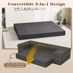 Costway 8-Inch Folding Sofa Bed with High-density Foam & Washable Cover Twin/Queen Size
