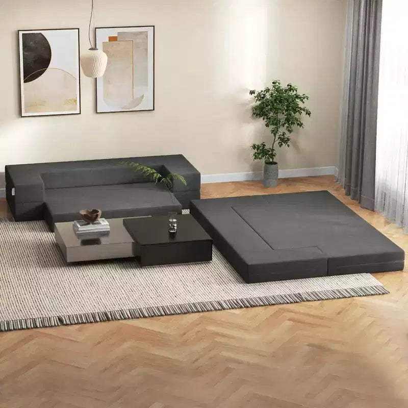 Costway 8-Inch Folding Sofa Bed with High-density Foam & Washable Cover Twin/Queen Size