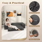 Costway 8-Inch Folding Sofa Bed with High-density Foam & Washable Cover Twin/Queen Size