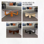 Triangular Glass Top Coffee Table with Glossy Ash Wood Base for Home, Living Room, Office