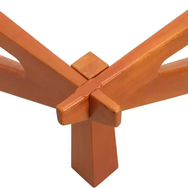 Triangular Glass Top Coffee Table with Glossy Ash Wood Base for Home, Living Room, Office